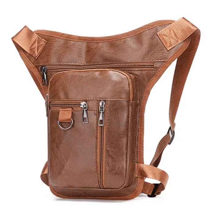 Sacoche de Jambe Moto Cuir​ marron clair