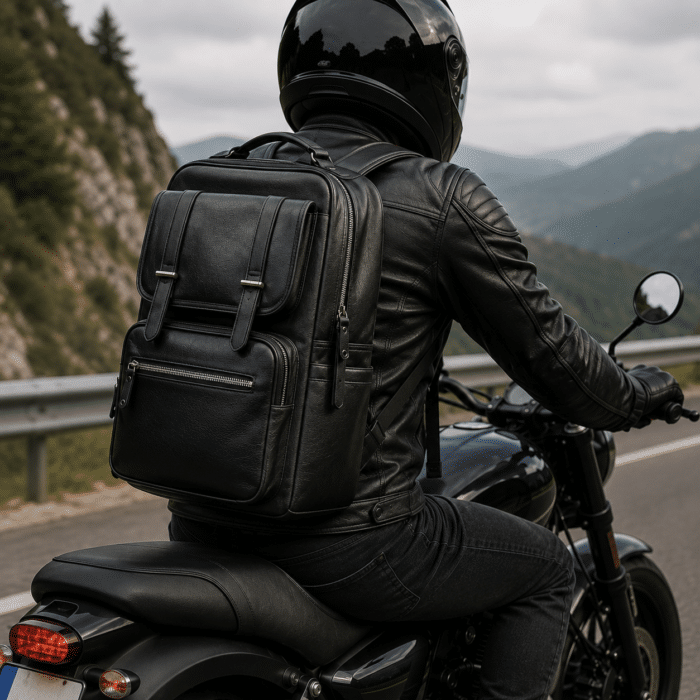 sac a dos moto cuir