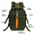 sac a dos moto trail kaki