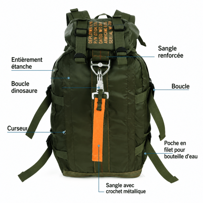 sac a dos moto trail kaki