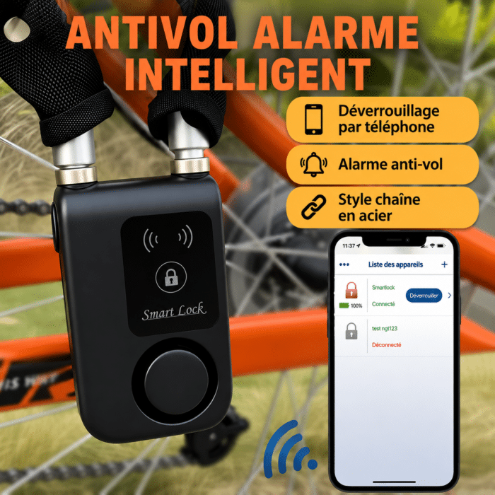 Chaine Antivol Moto Avec Alarme (2)