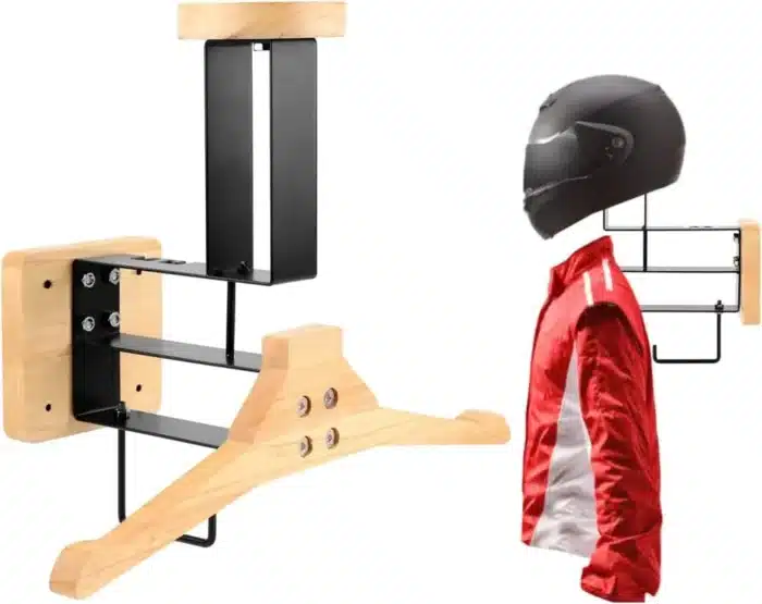 support casque moto en bois 4