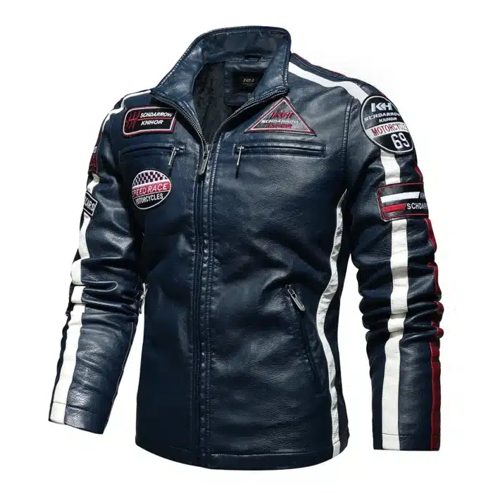 Blouson Moto Bleu Homme