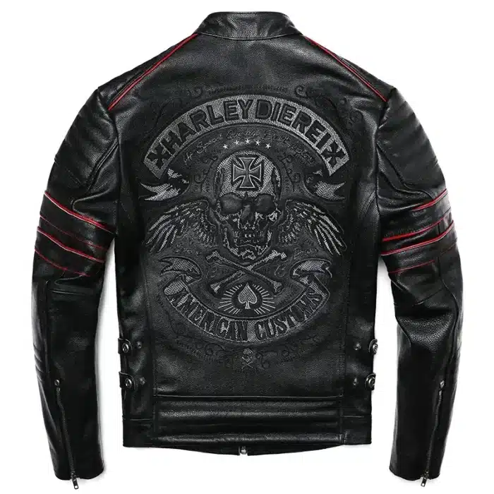 Blouson Moto Cuir Homme Avec Tete De Mort