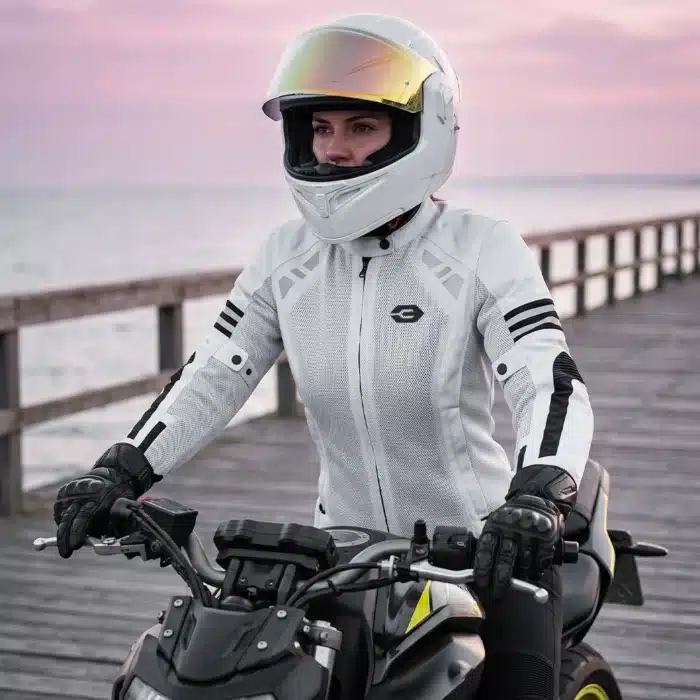 Blouson Moto Femme Blanc